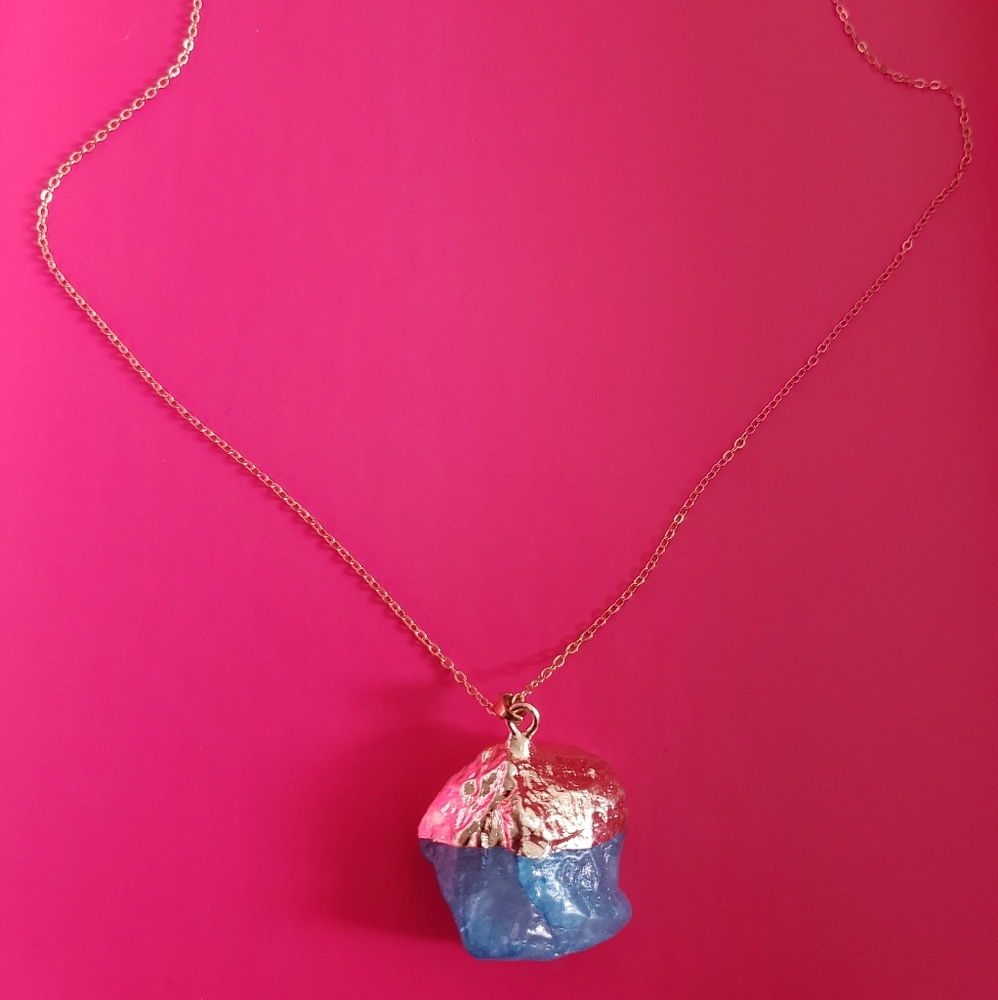 New 14K Gold plated necklace with aquamarine beautiful stone.